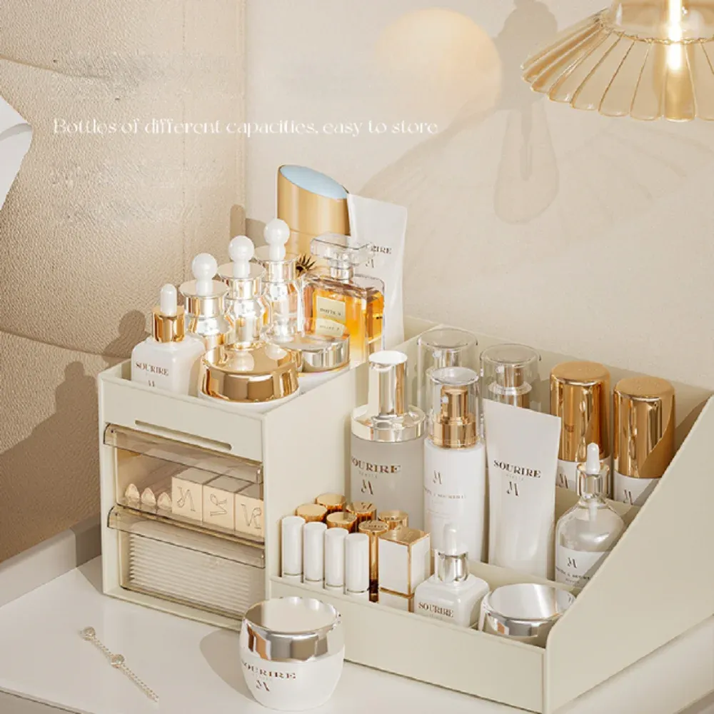 Organisateur cosmétique, étagère de bureau pour dortoir, rangement à tiroir pour chambre, vitrine cosmétique