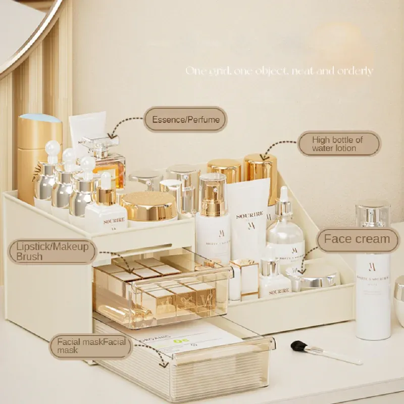Organisateur cosmétique, étagère de bureau pour dortoir, rangement à tiroir pour chambre, vitrine cosmétique 2