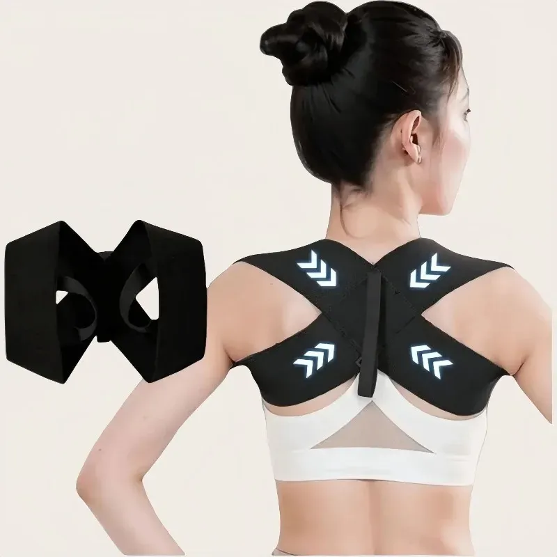 Ceinture correctrice de posture dorsale ajustable – Soutien claviculaire et de la colonne vertébrale – Pour la maison, le bureau et le sport – Attelle de soutien du haut du dos et du cou 3