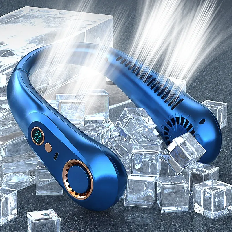 Ventilateur de cou portable sans pales, rechargeable par USB, avec écran numérique - Image 1