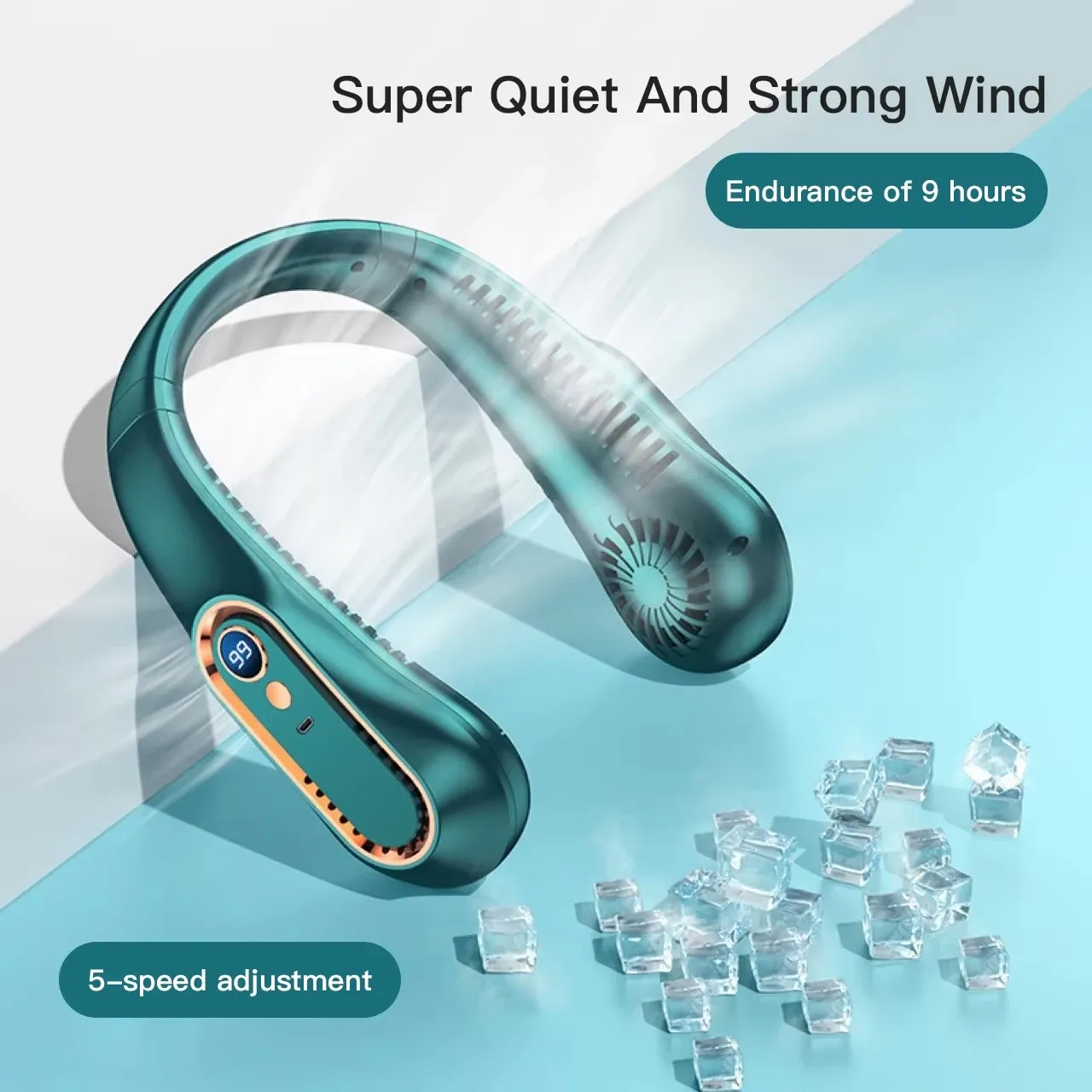 Ventilateur de cou portable sans pales, rechargeable par USB, avec écran numérique 13