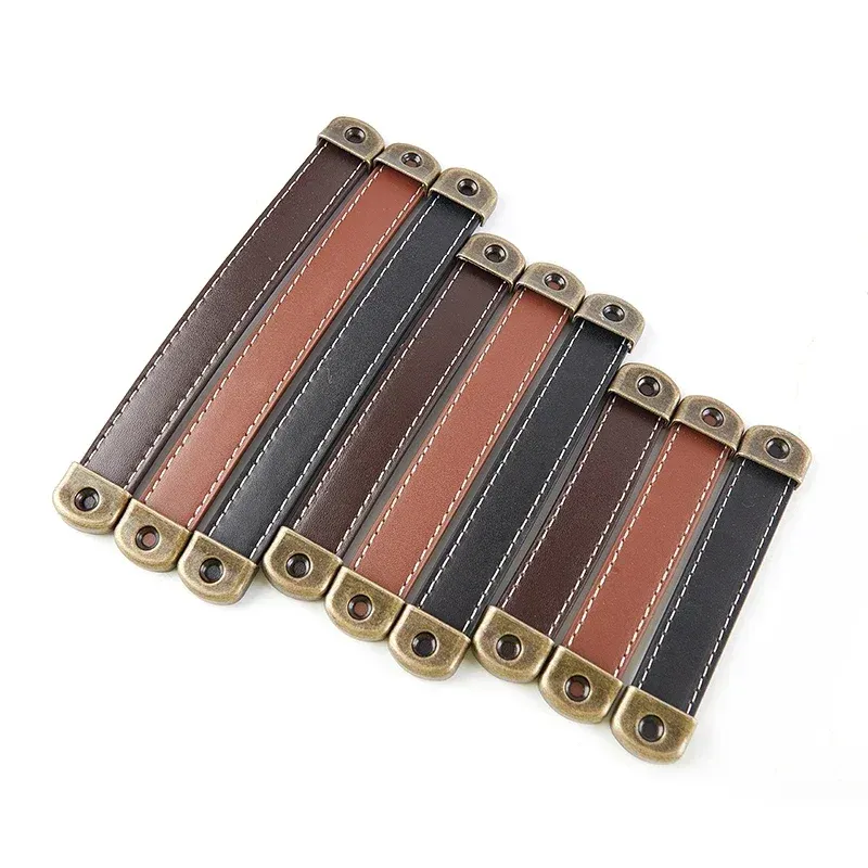 Poignée de porte d'armoire en cuir de vachette, petite poignée de tiroir de garde-robe, poignée de boîte en bois, poignée en cuir pour boîte cadeau 2