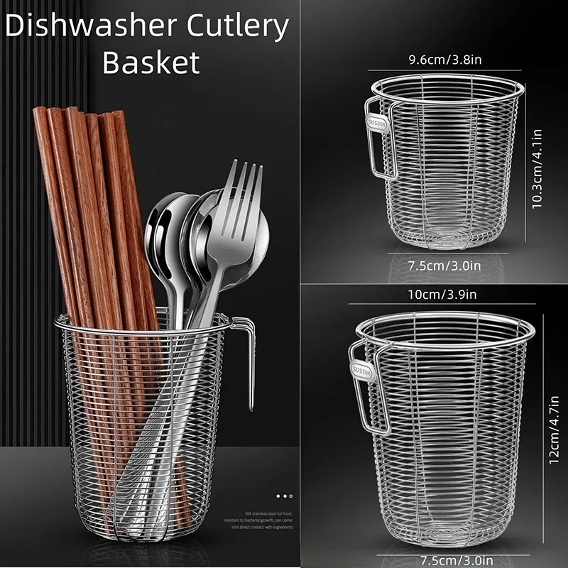 Support mural Kitchenism en acier inoxydable 304 pour baguettes et ustensiles de cuisine, égouttoir à couverts, panier de rangement pour fourchettes et cuillères, compatible lave-vaisselle 2
