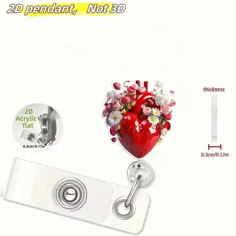 Porte-badge rétractable thème infirmière avec clip, enrouleur de badge nominatif en acrylique pour personnel médical 5