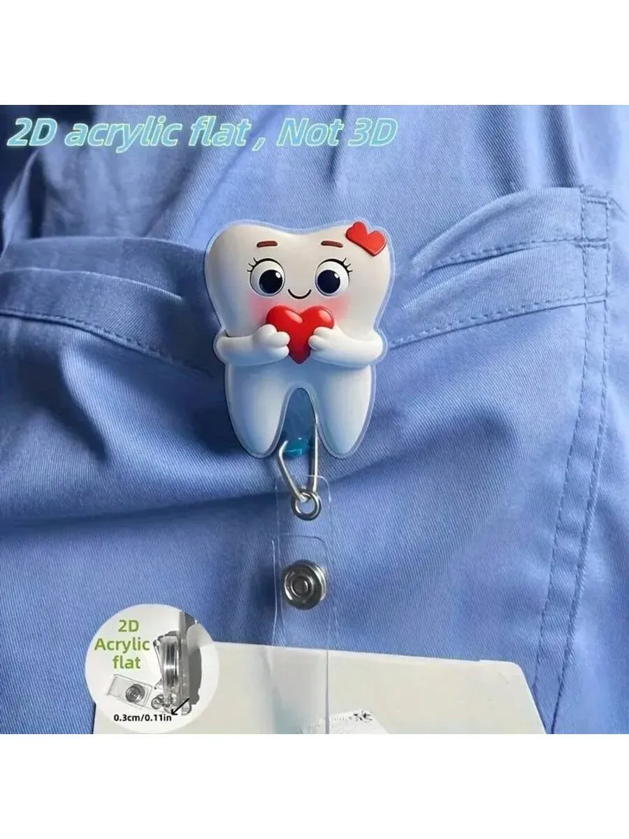 Porte-badge rétractable thème infirmière avec clip, enrouleur de badge nominatif en acrylique pour personnel médical 9