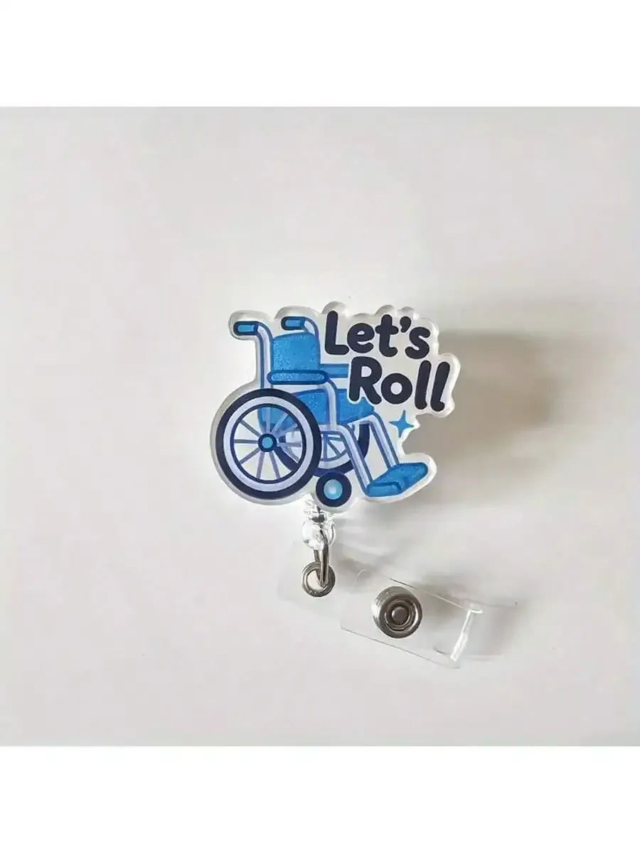 Porte-badge rétractable thème infirmière avec clip, enrouleur de badge nominatif en acrylique pour personnel médical 14