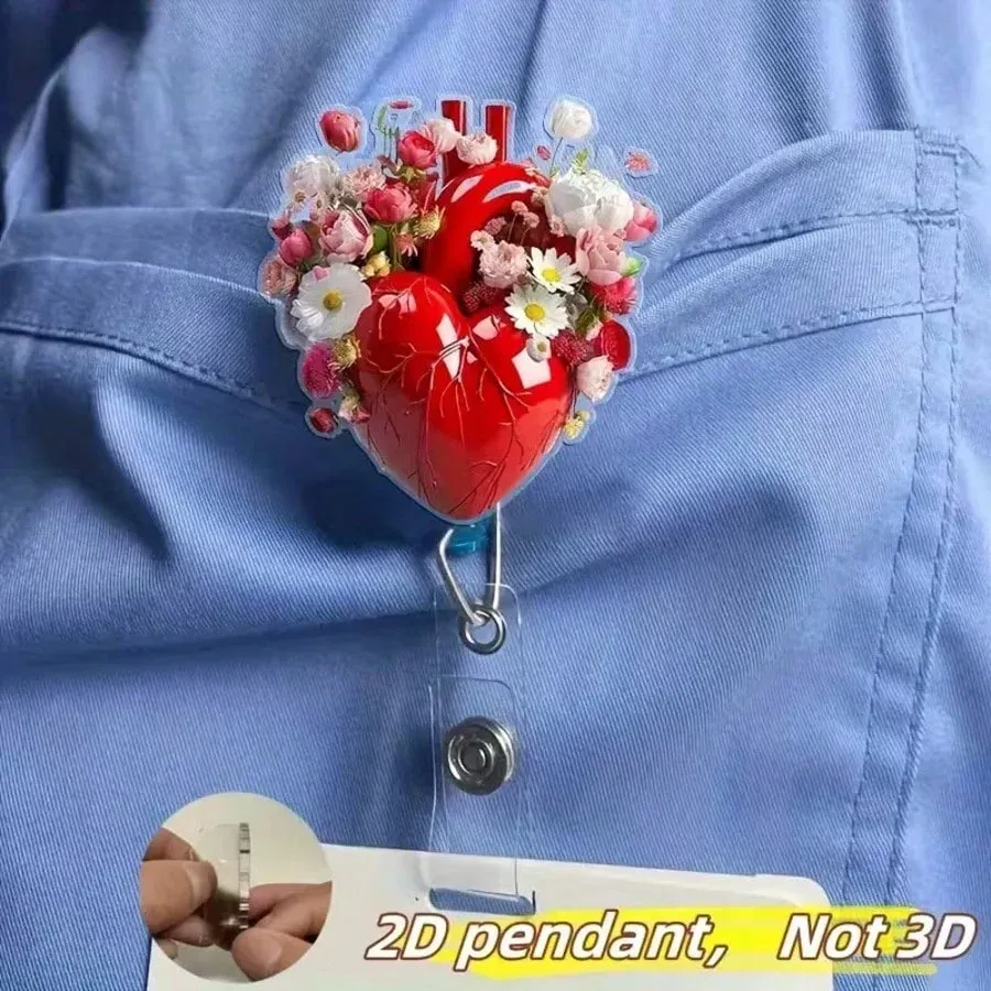 Porte-badge rétractable thème infirmière avec clip, enrouleur de badge nominatif en acrylique pour personnel médical 18