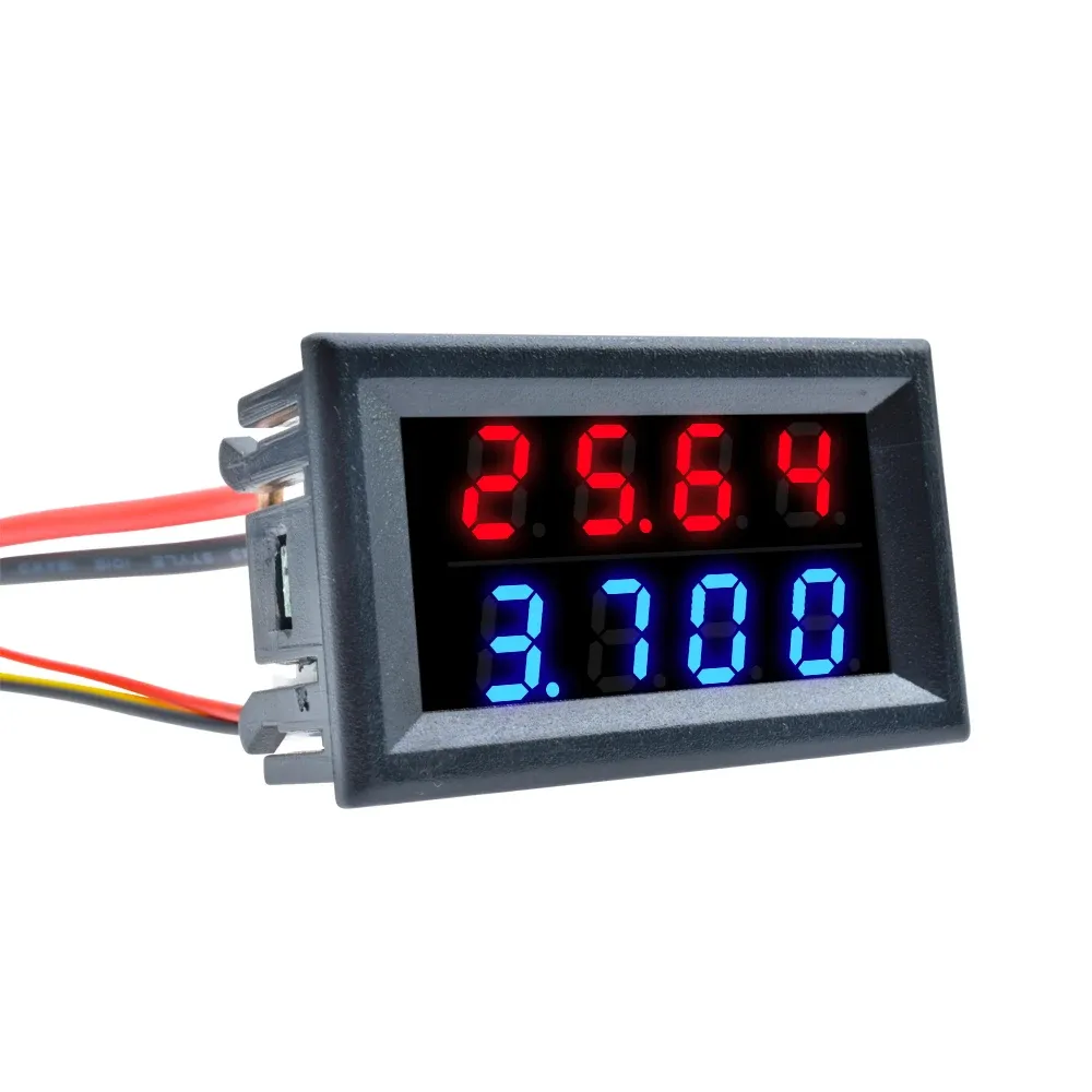 Voltmètre ampèremètre numérique mini CC 100V 200V 10A, affichage LED double bleu/rouge, 4 digits, 5 fils, testeur de tension et de courant, shunt 0,28" 2