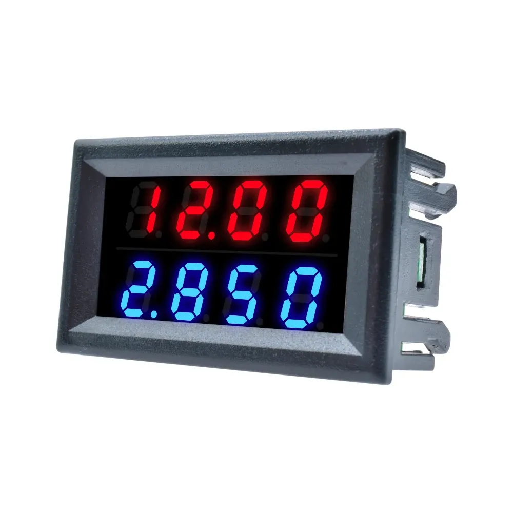Voltmètre ampèremètre numérique mini CC 100V 200V 10A, affichage LED double bleu/rouge, 4 digits, 5 fils, testeur de tension et de courant, shunt 0,28" 4