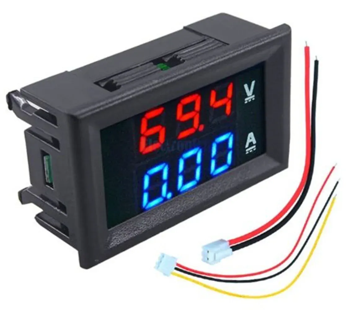 Voltmètre ampèremètre numérique mini CC 100V 200V 10A, affichage LED double bleu/rouge, 4 digits, 5 fils, testeur de tension et de courant, shunt 0,28" 8