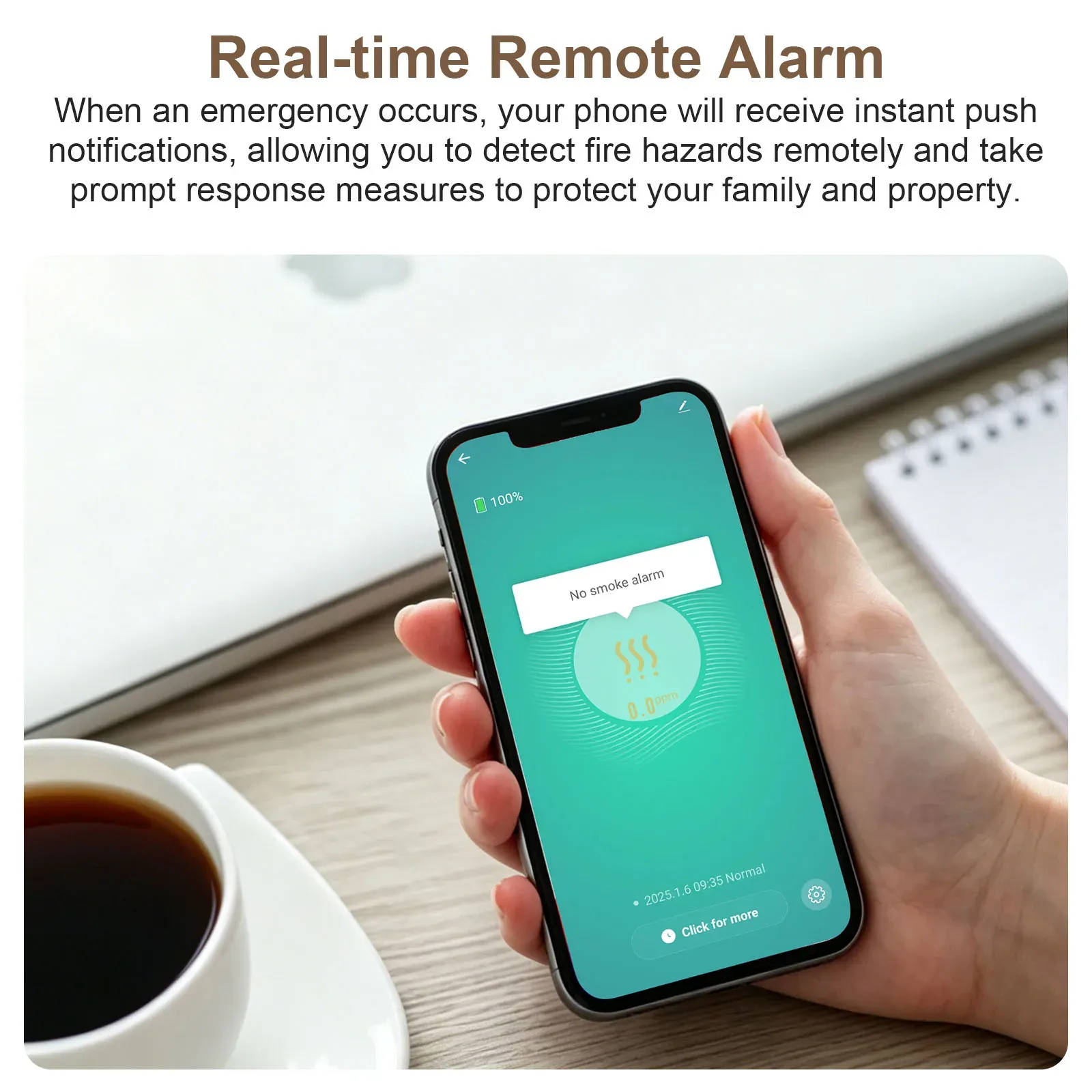 Détecteur de fumée intelligent ZigBee et WiFi compatible Tuya Smart Life, avec alertes via l'application 3