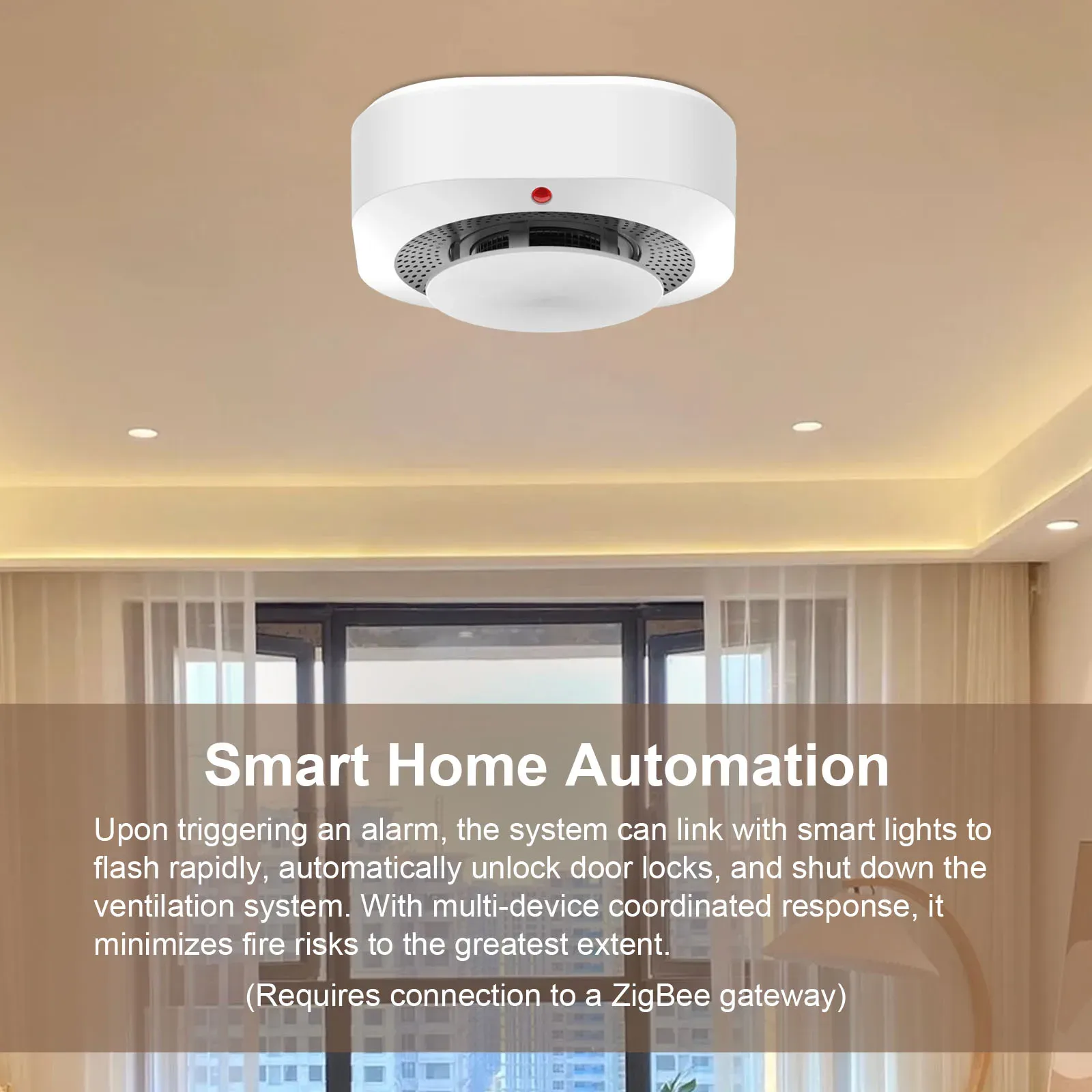 Détecteur de fumée intelligent ZigBee et WiFi compatible Tuya Smart Life, avec alertes via l'application 5