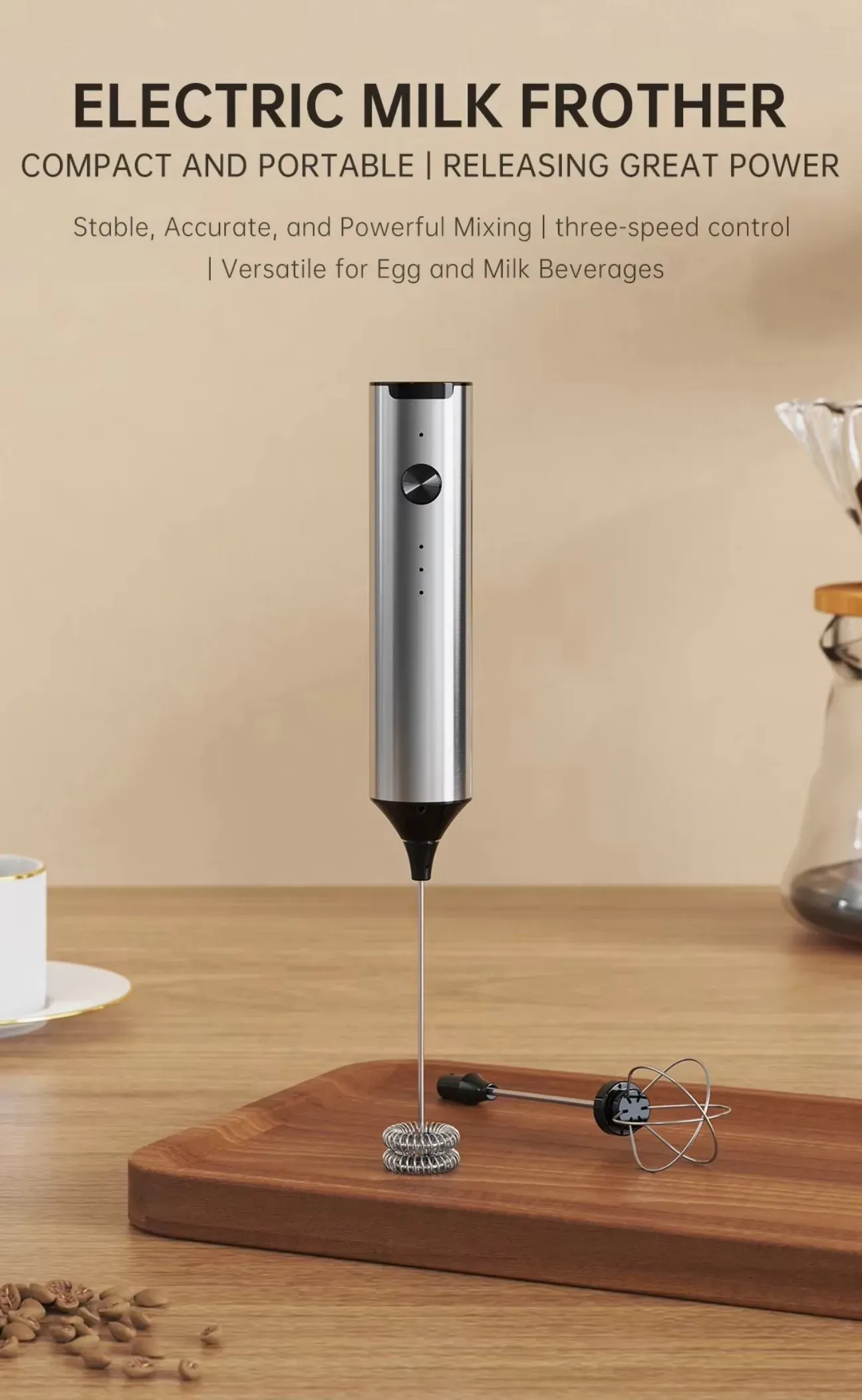 Mousseur à lait électrique sans fil, vue détaillée 1