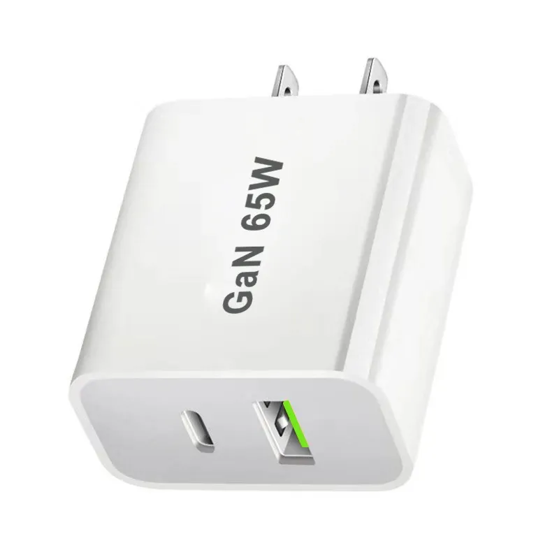 Adaptateur secteur USB-C 65 W à 2 ports, chargeur mural rapide GaN avec Power Delivery 3.0, compatible iPhone 13 3