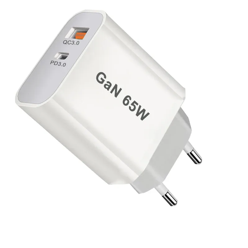 Adaptateur secteur USB-C 65 W à 2 ports, chargeur mural rapide GaN avec Power Delivery 3.0, compatible iPhone 13 8