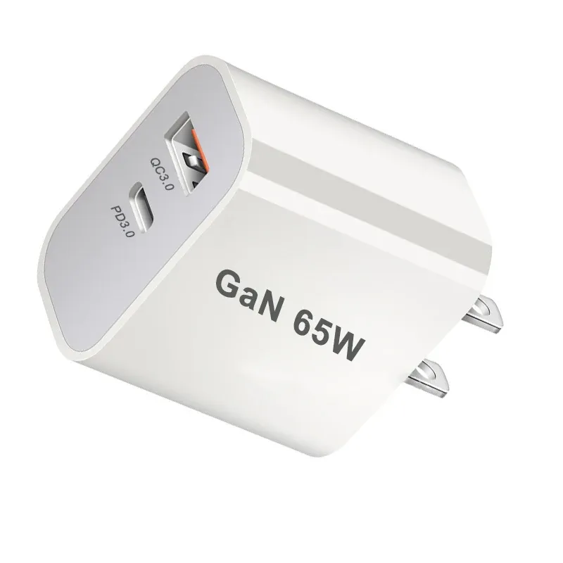 Adaptateur secteur USB-C 65 W à 2 ports, chargeur mural rapide GaN avec Power Delivery 3.0, compatible iPhone 13 7