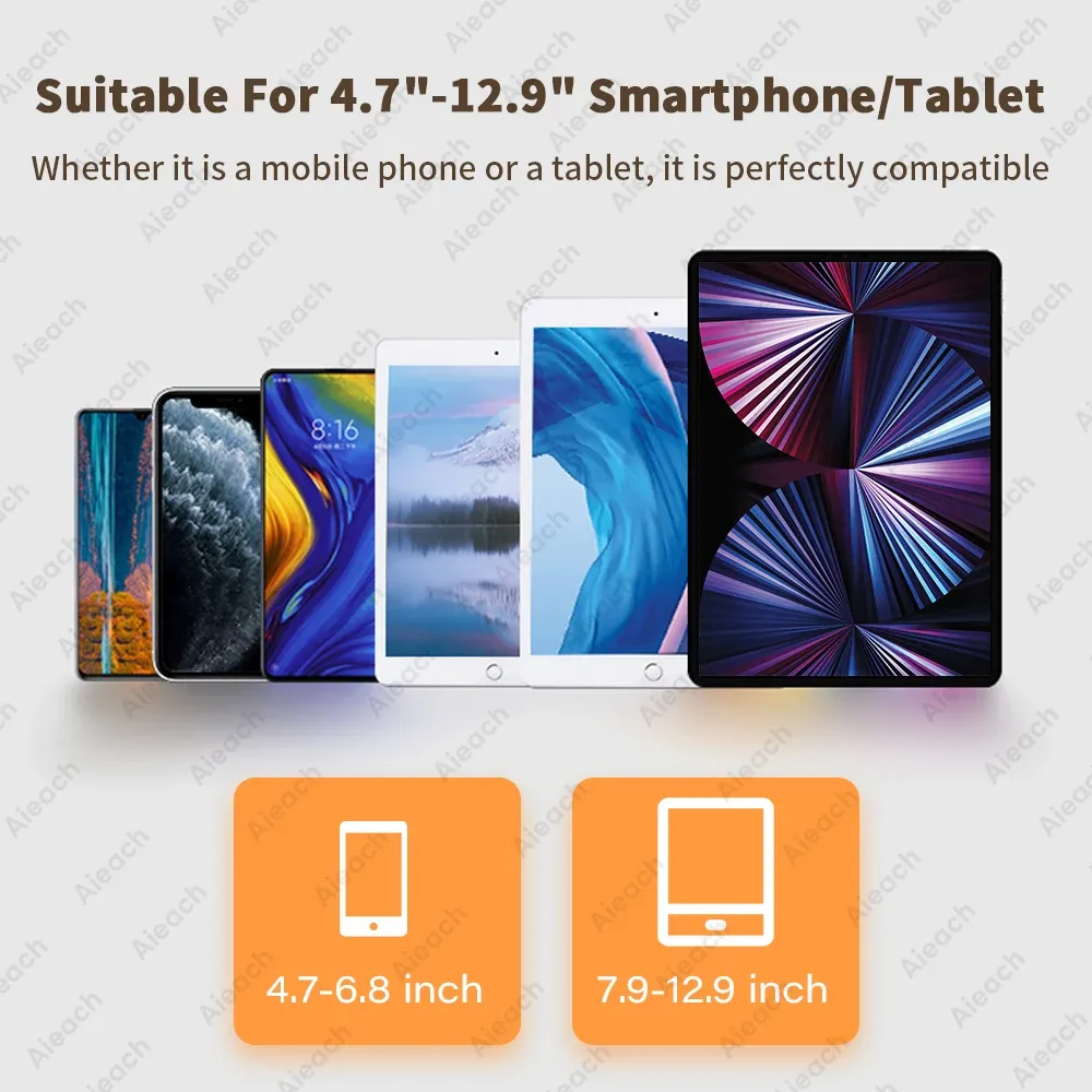 Support de bureau pour tablette 4,7 à 12,9 pouces, support pliable réglable pour iPad, Xiaomi, Samsung et smartphone 5