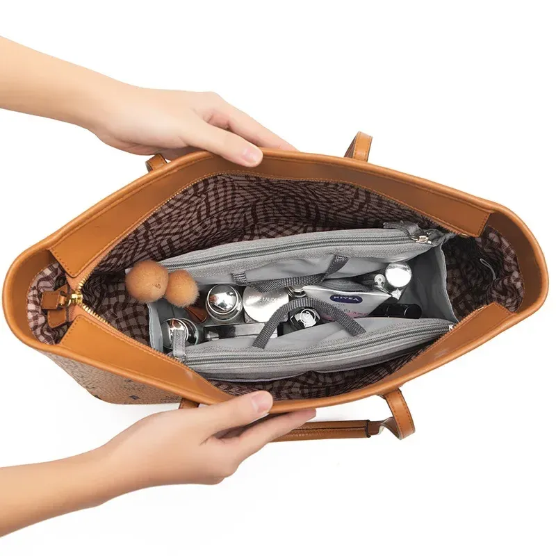 Organisateur de sac à main en tissu, insert intérieur avec séparateurs 3