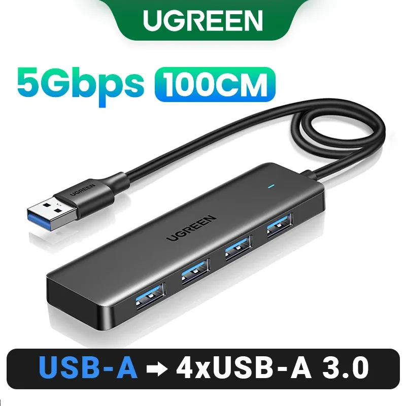UGREEN Hub USB 3.0 4 ports, Hub USB-C fin pour souris, clavier, compatible MacBook Pro/Air, ordinateur portable, ordinateur de bureau, Xbox, PS5, séparateur 9