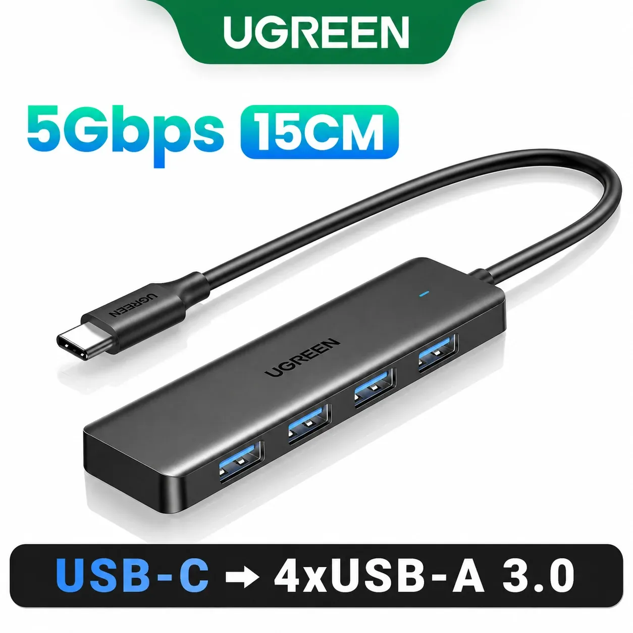 UGREEN Hub USB 3.0 4 ports, Hub USB-C fin pour souris, clavier, compatible MacBook Pro/Air, ordinateur portable, ordinateur de bureau, Xbox, PS5, séparateur 10