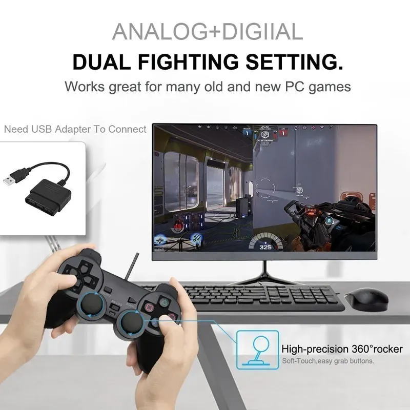 Manette filaire pour PlayStation 2 avec vibration 4