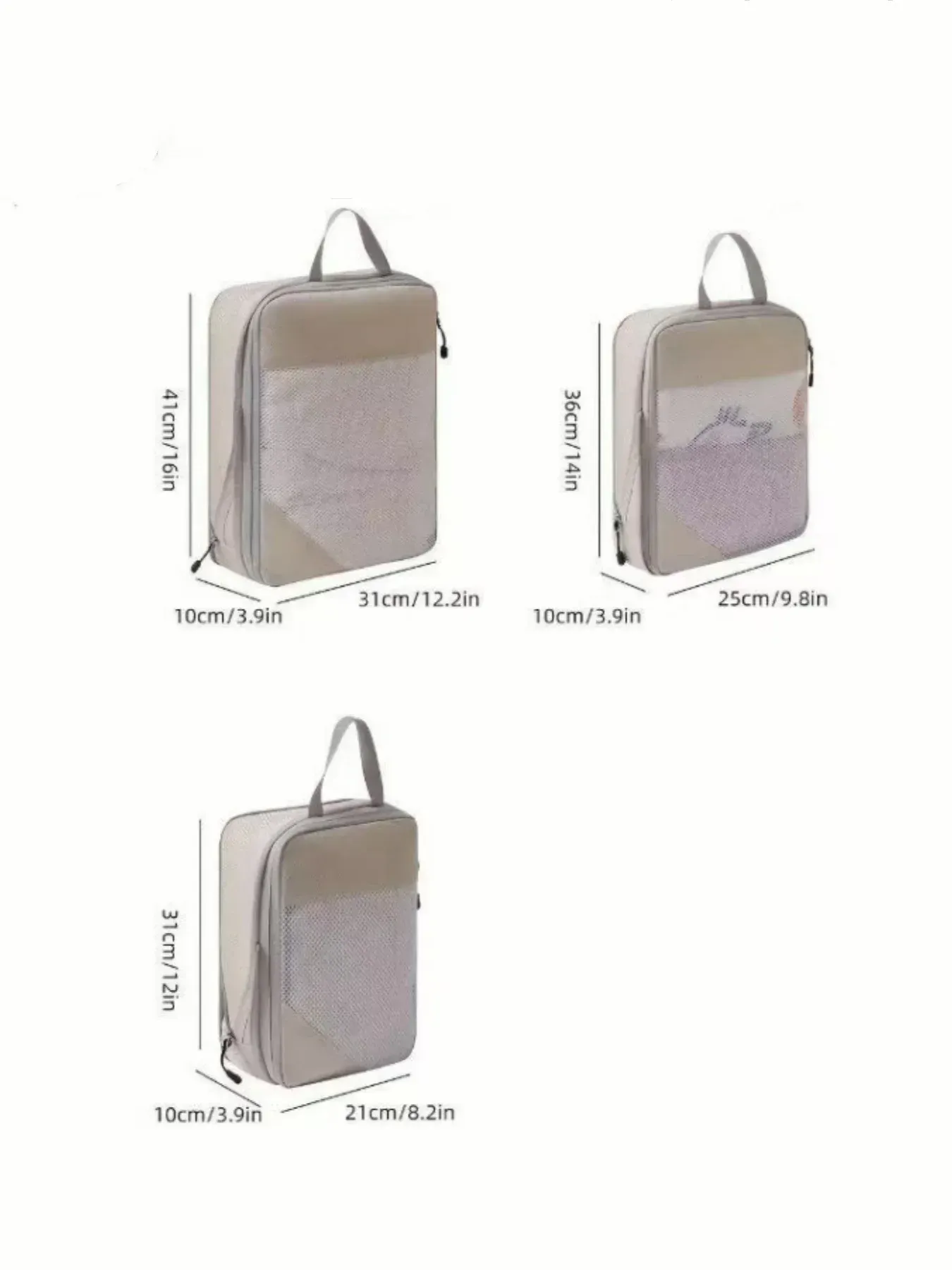 Lot de 3 sacs de compression pour voyage, cubes de rangement légers pour vêtements 3