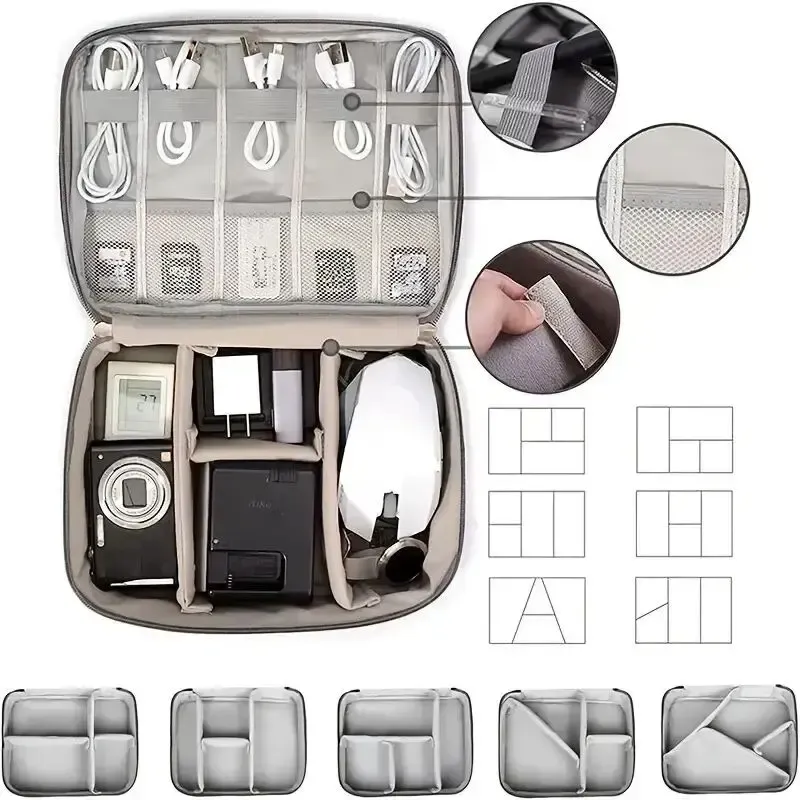 Sac de rangement étanche pour câbles électroniques, câbles USB et chargeurs de voyage 3