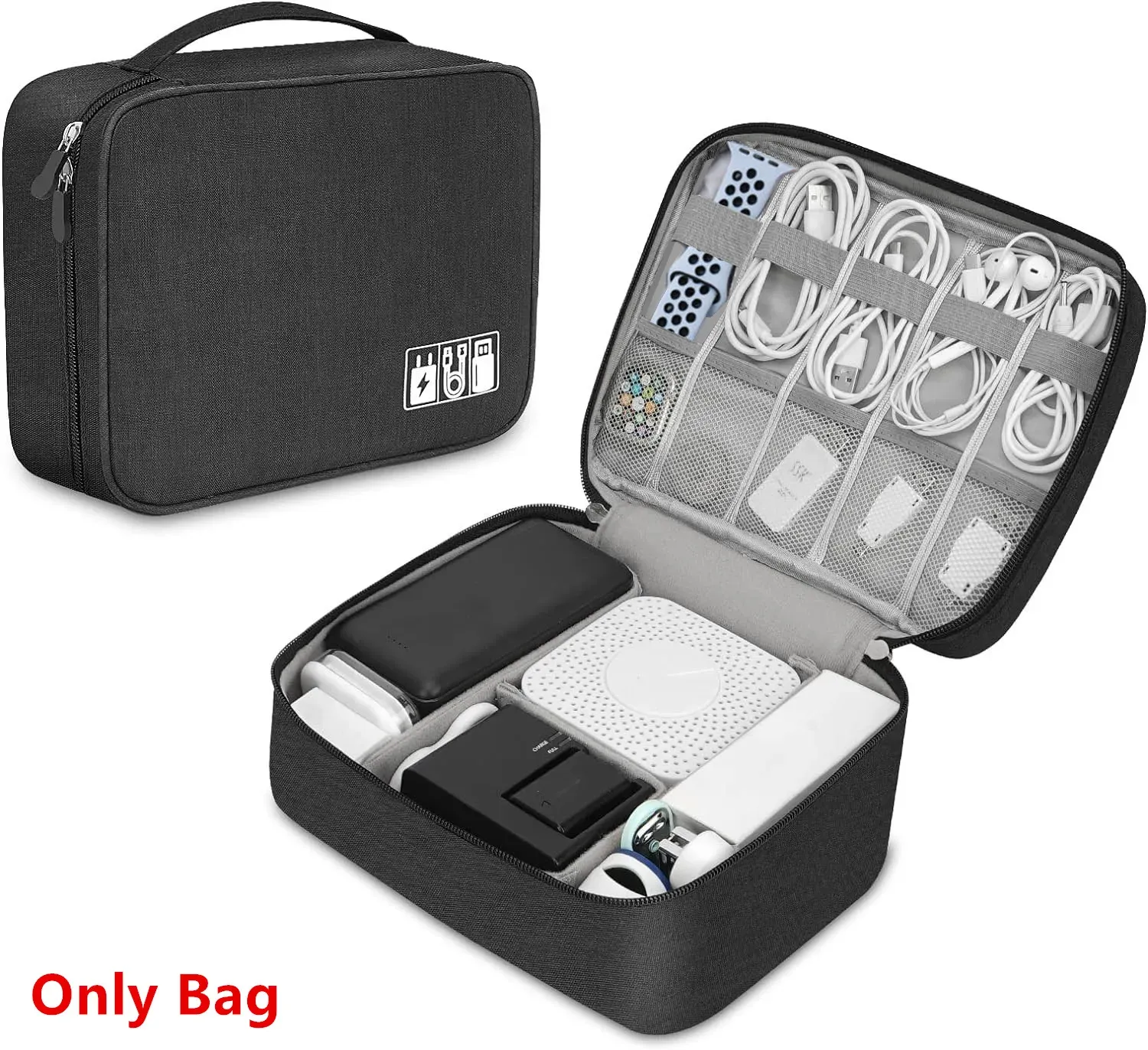 Sac de rangement étanche pour câbles électroniques, câbles USB et chargeurs de voyage 14