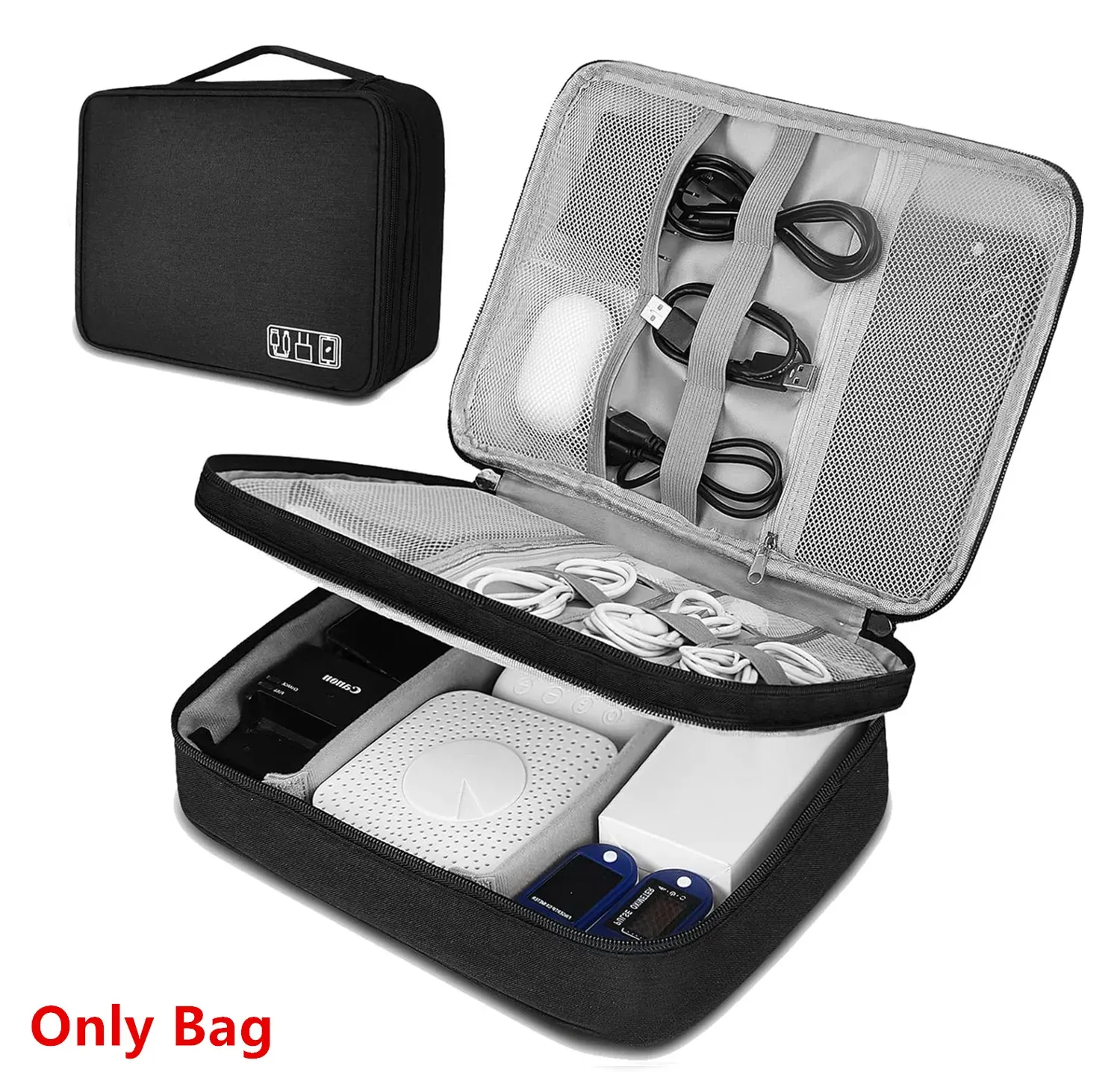 Sac de rangement étanche pour câbles électroniques, câbles USB et chargeurs de voyage 7