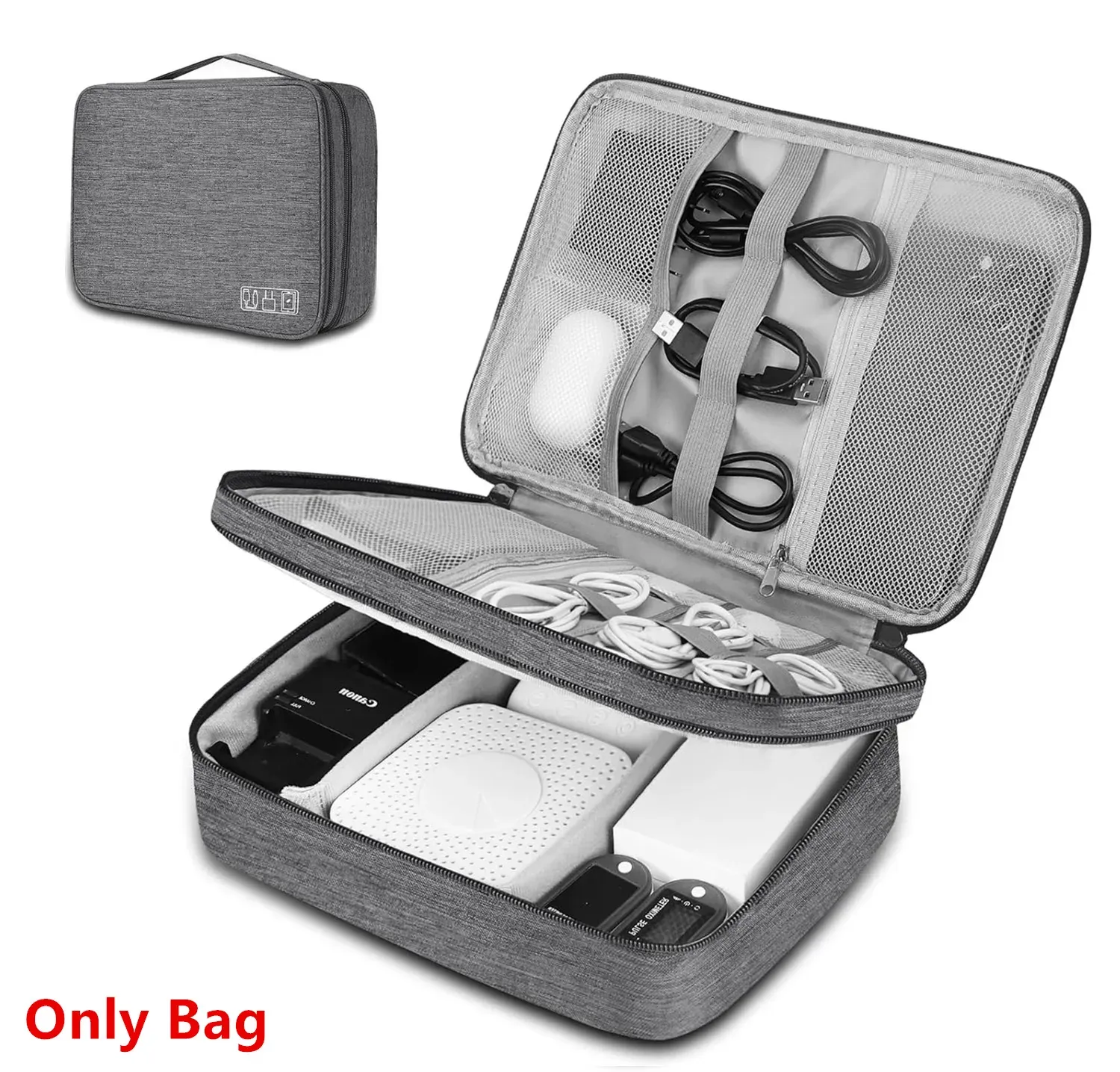 Sac de rangement étanche pour câbles électroniques, câbles USB et chargeurs de voyage 8