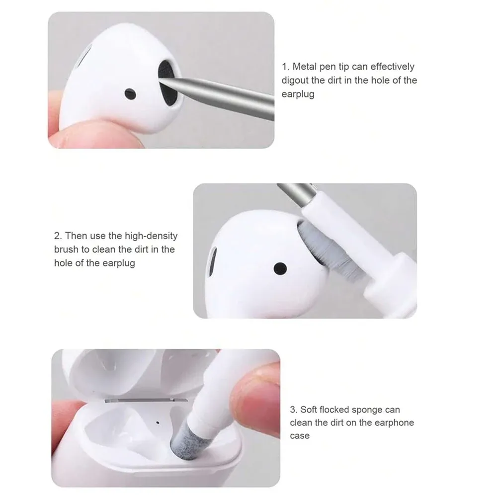 Stylo de nettoyage portable avec brosse pour écouteurs sans fil Bluetooth et appareils photo 3