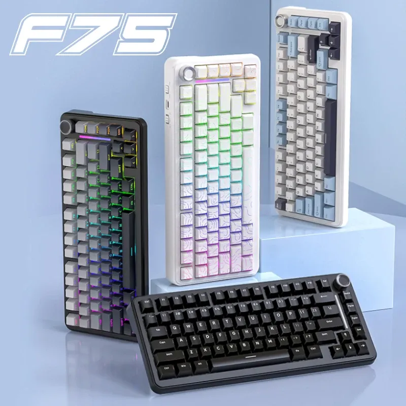Clavier de jeu sans fil FREEWOL F75 RGB, 75 %, à remplacement à chaud, mécanique, touches métalliques, AULA F75, même modèle, tri-mode, 4000 mAh