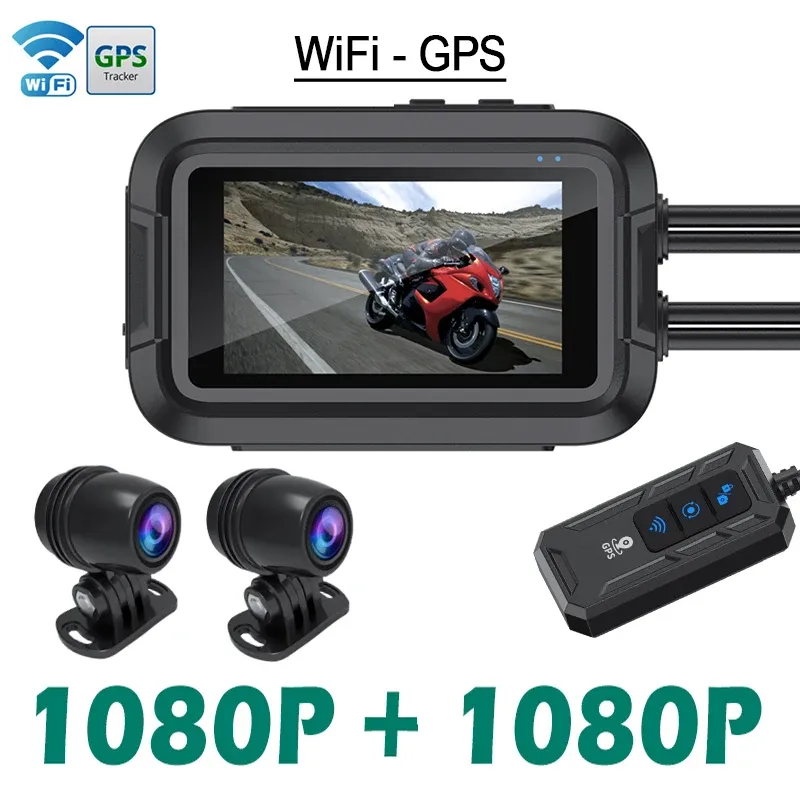Caméra embarquée étanche pour moto Full HD 1080P avec Wi-Fi, GPS et double objectif avant/arrière 8