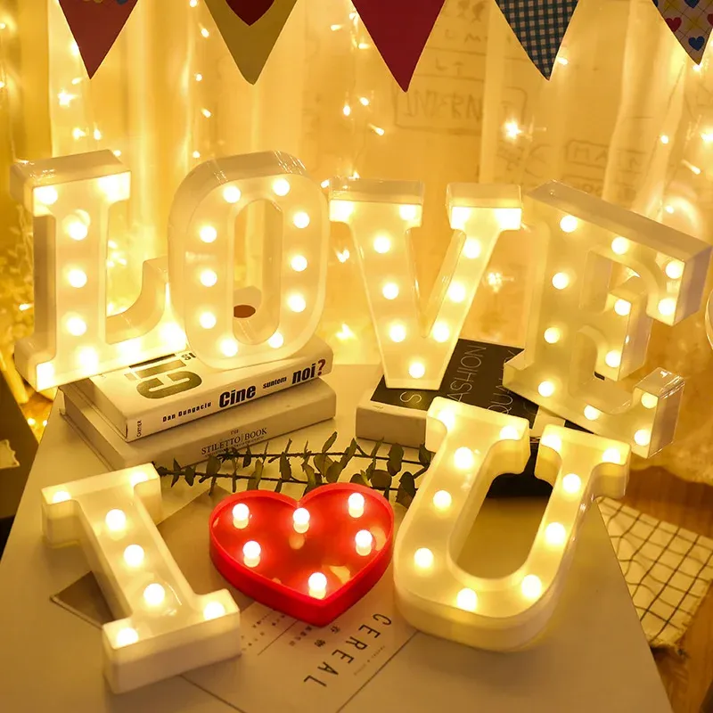 Lampe LED lettre de l'alphabet, décoration personnalisable pour fêtes, chambres et mariages 2