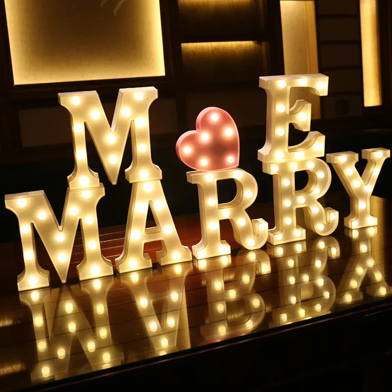 Lampe LED lettre de l'alphabet, décoration personnalisable pour fêtes, chambres et mariages 3