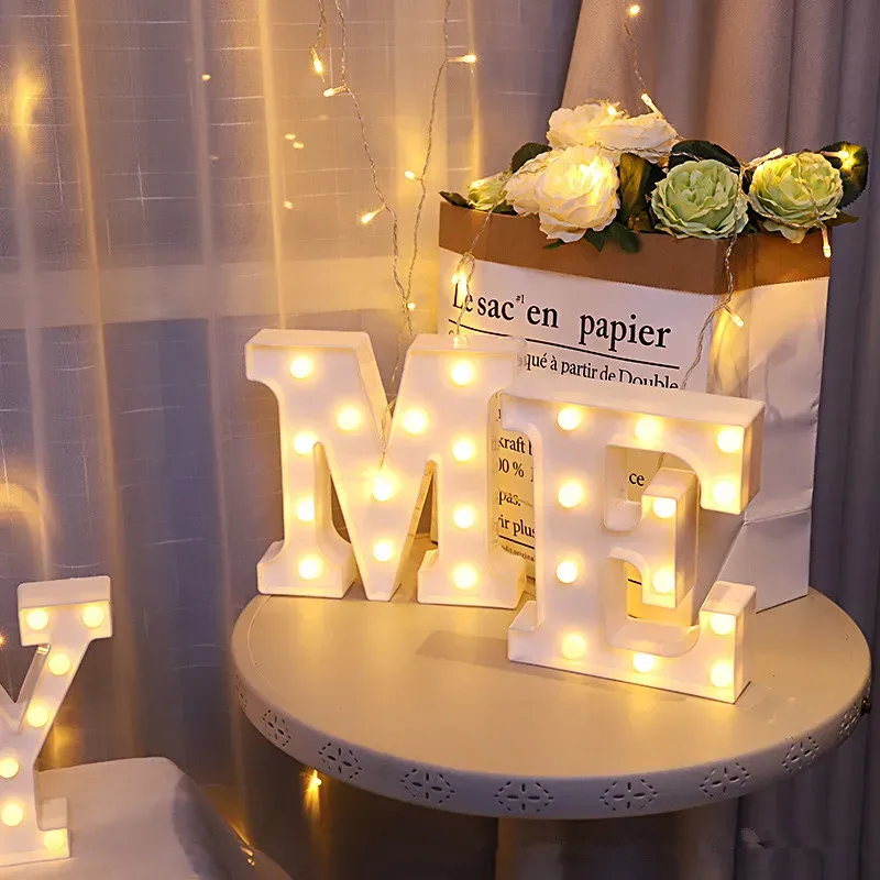 Lampe LED lettre de l'alphabet, décoration personnalisable pour fêtes, chambres et mariages 4
