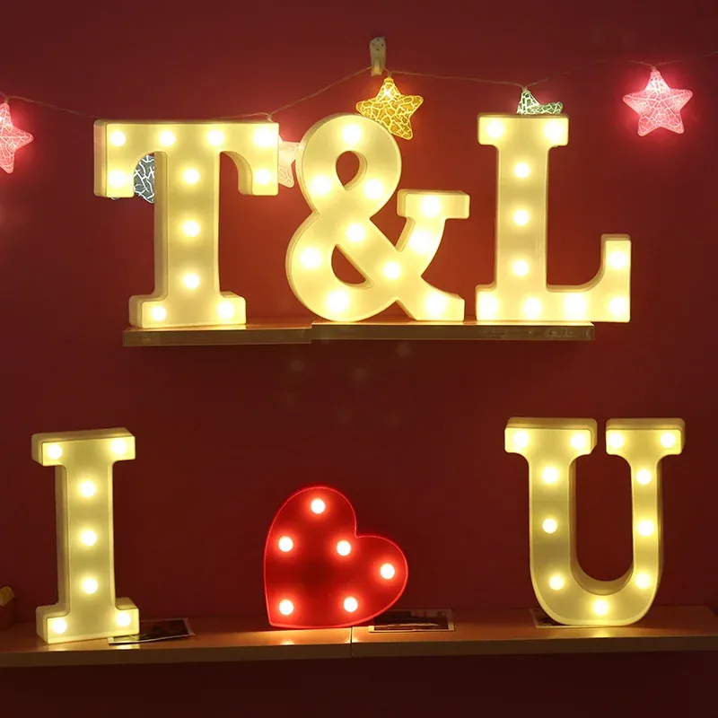 Lampe LED lettre de l'alphabet, décoration personnalisable pour fêtes, chambres et mariages 6