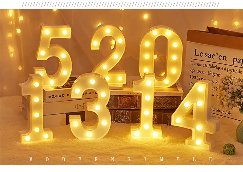 Lettre LED éclairant un intérieur