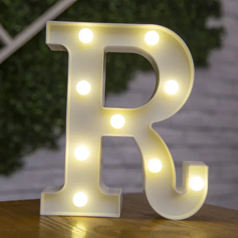 Lampe LED lettre de l'alphabet, décoration personnalisable pour fêtes, chambres et mariages 14