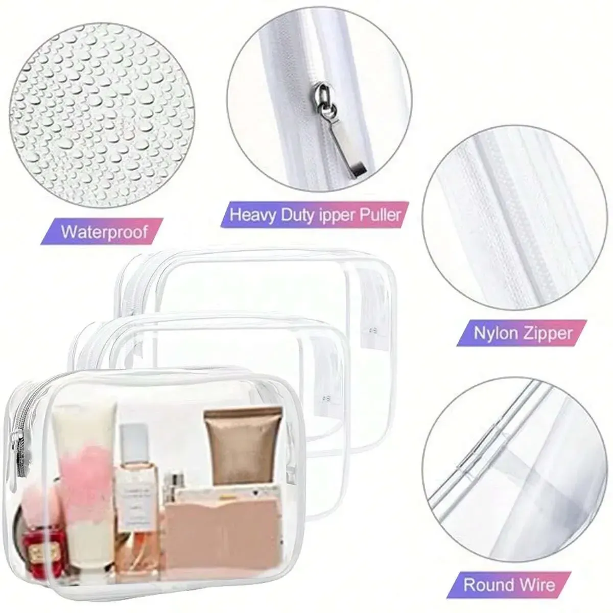 Trousse de maquillage de voyage avec fermeture éclair