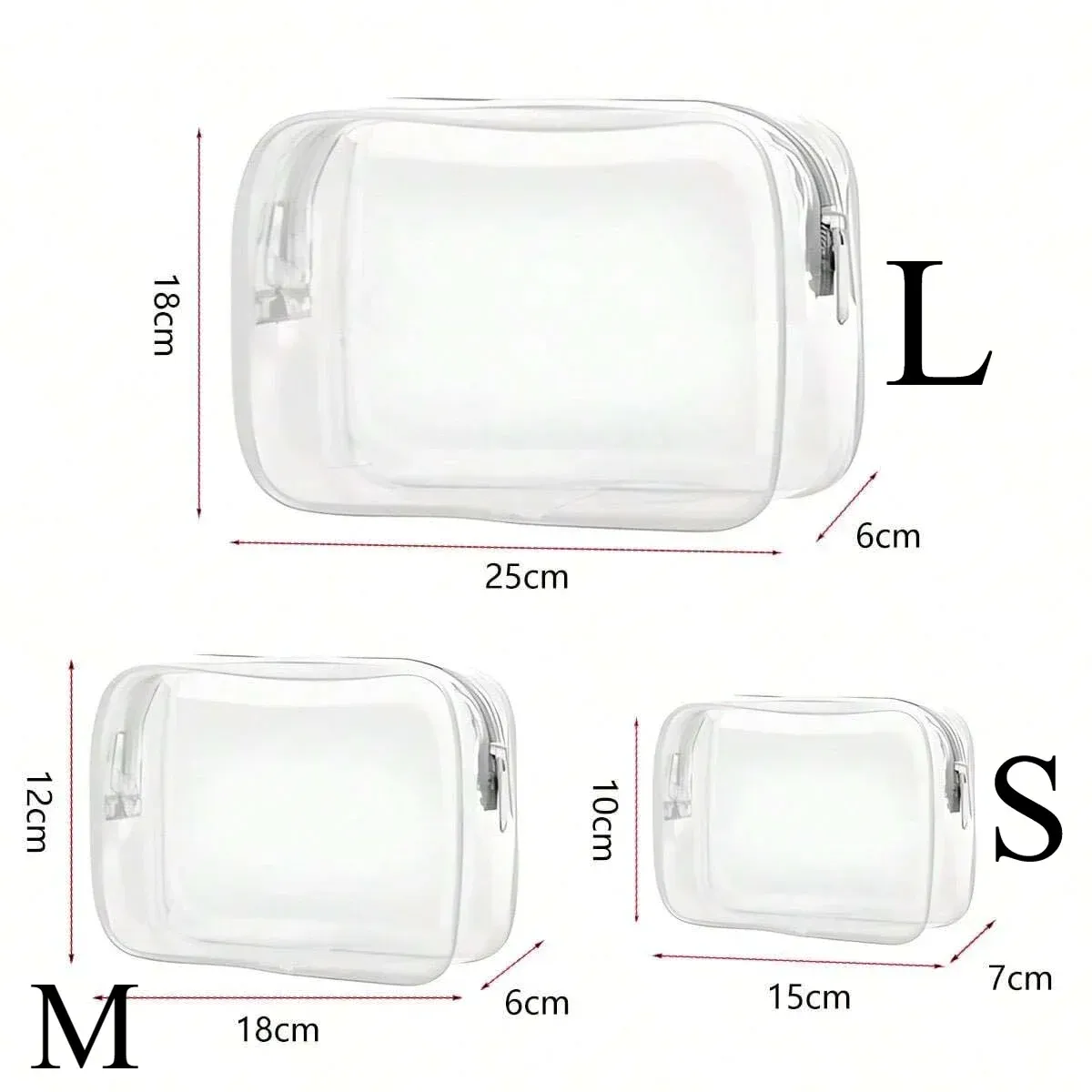Trousse de toilette transparente en PVC avec fermeture éclair, compatible bagage cabine 8
