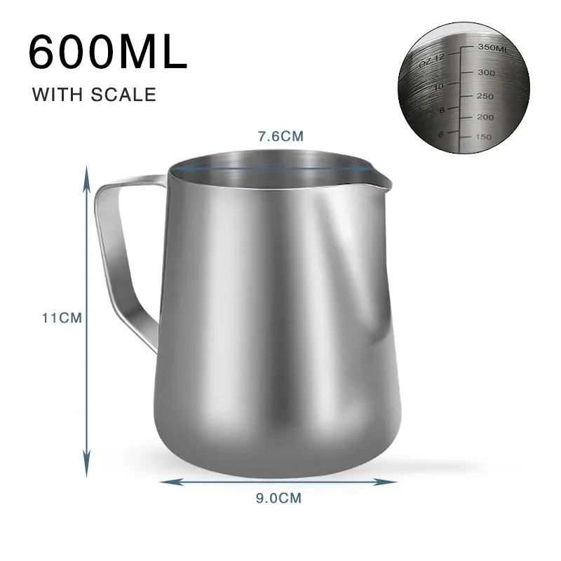 Pichet à mousser le lait en acier inoxydable pour café expresso, cappuccino et latte 7