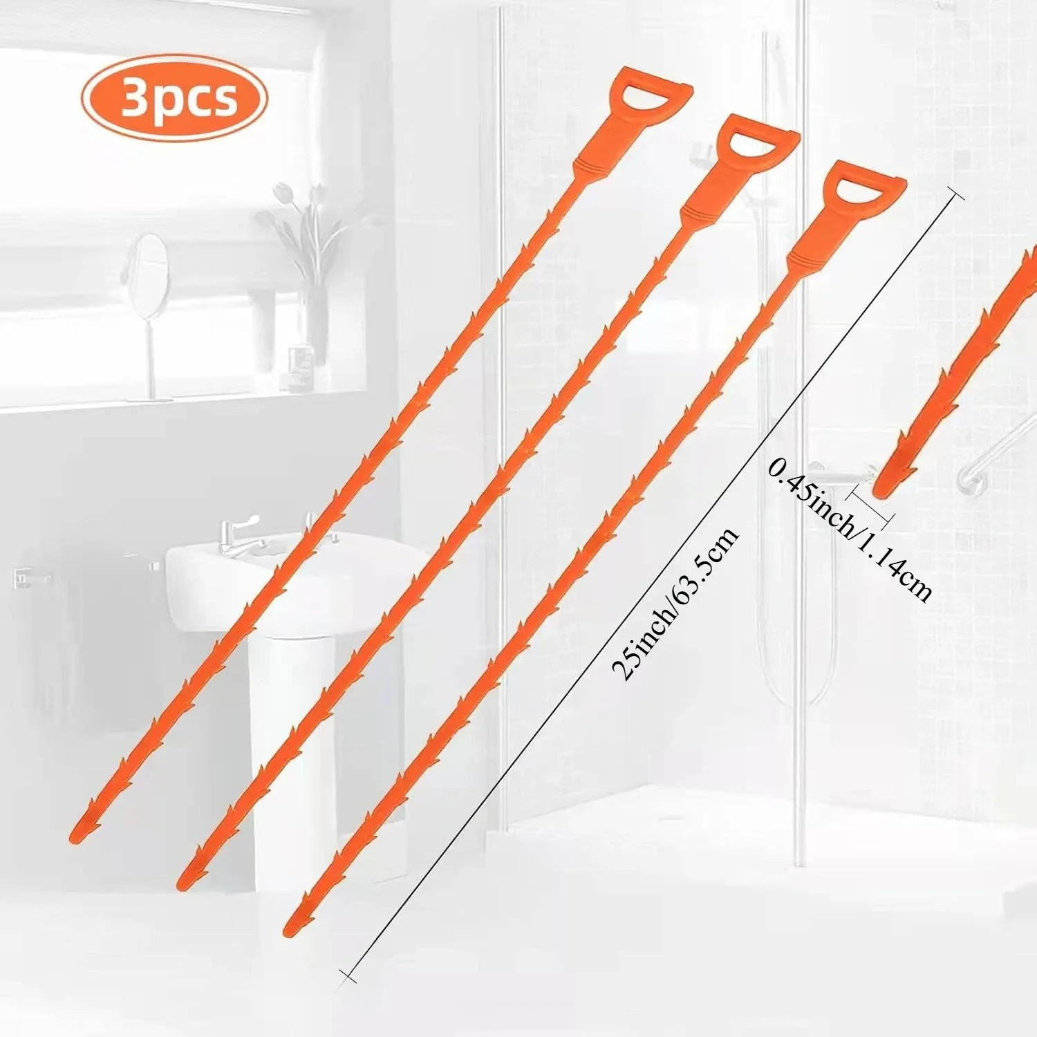 Lot de 3 serpents déboucheurs pour drains, 25 pouces 2