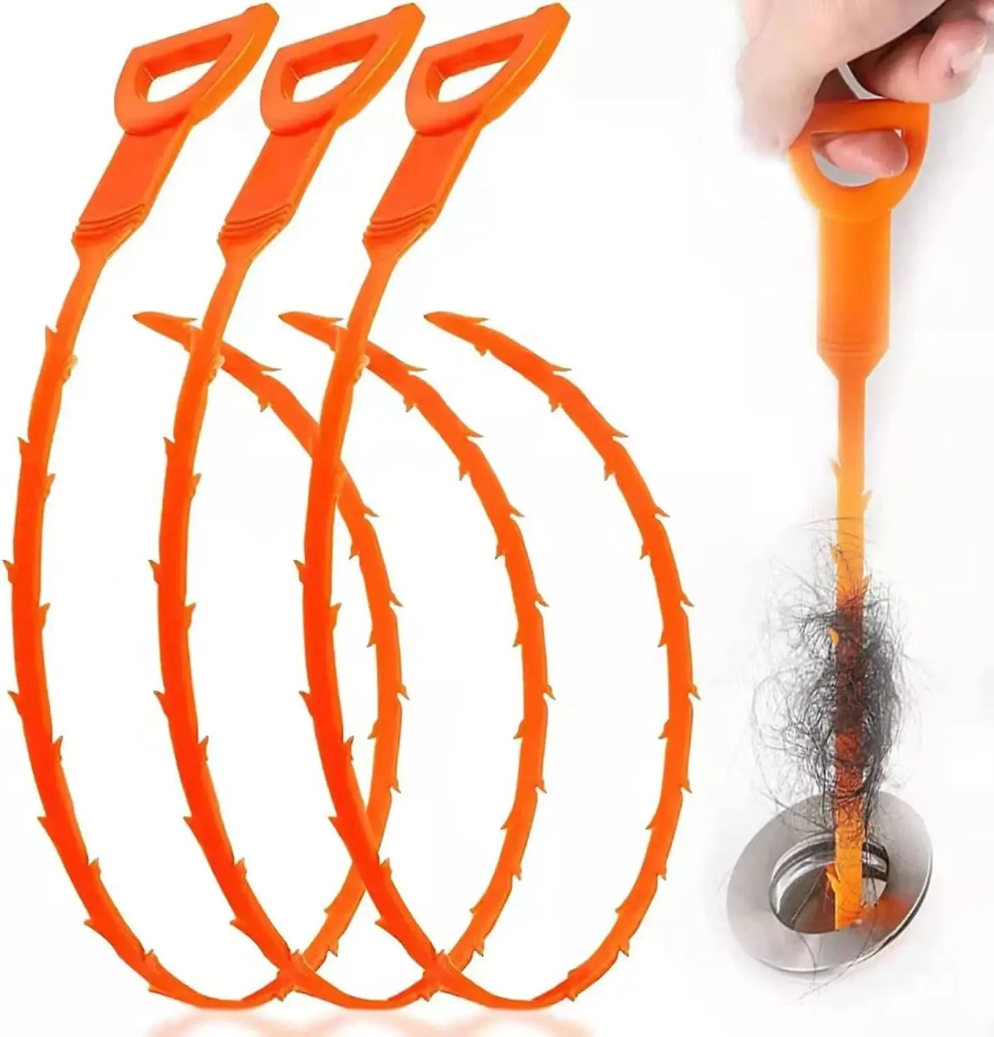 Lot de 3 serpents déboucheurs pour drains, 25 pouces