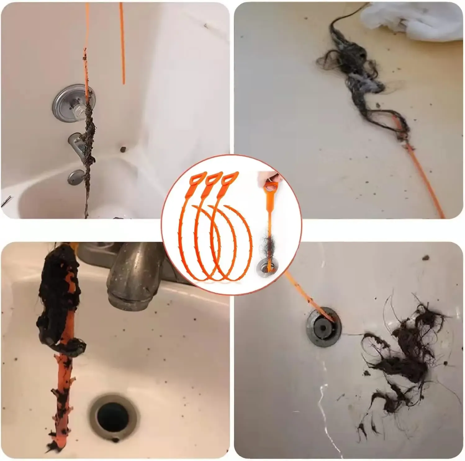Lot de 3 serpents déboucheurs pour drains, 25 pouces 4