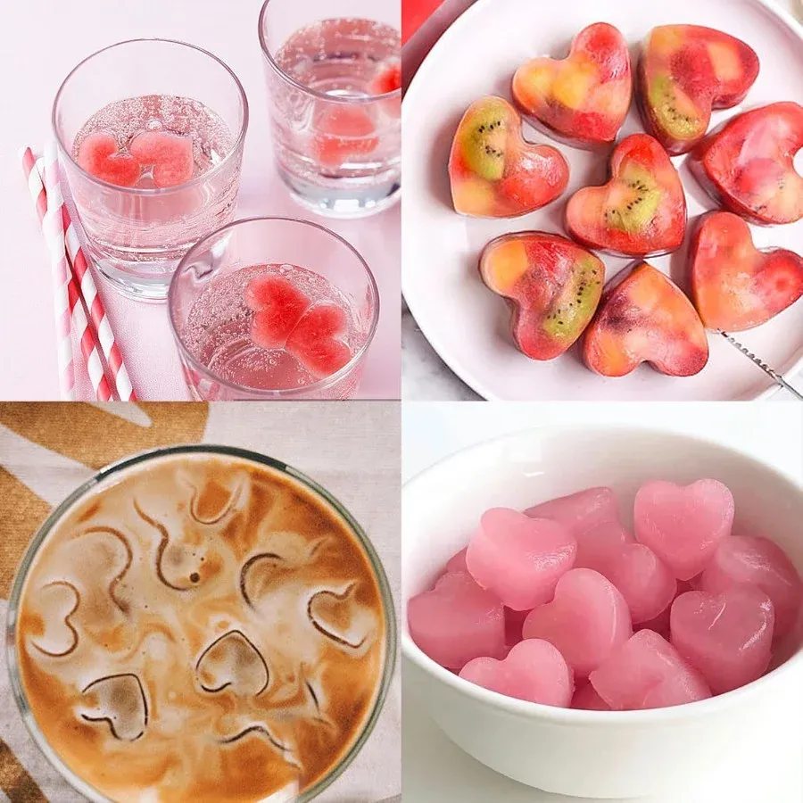 Bac à glaçons en silicone en forme de cœur, 10 cavités, idéal pour la Saint-Valentin 6