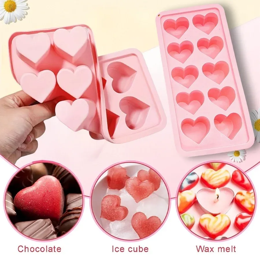 Bac à glaçons en silicone en forme de cœur, 10 cavités, idéal pour la Saint-Valentin 5
