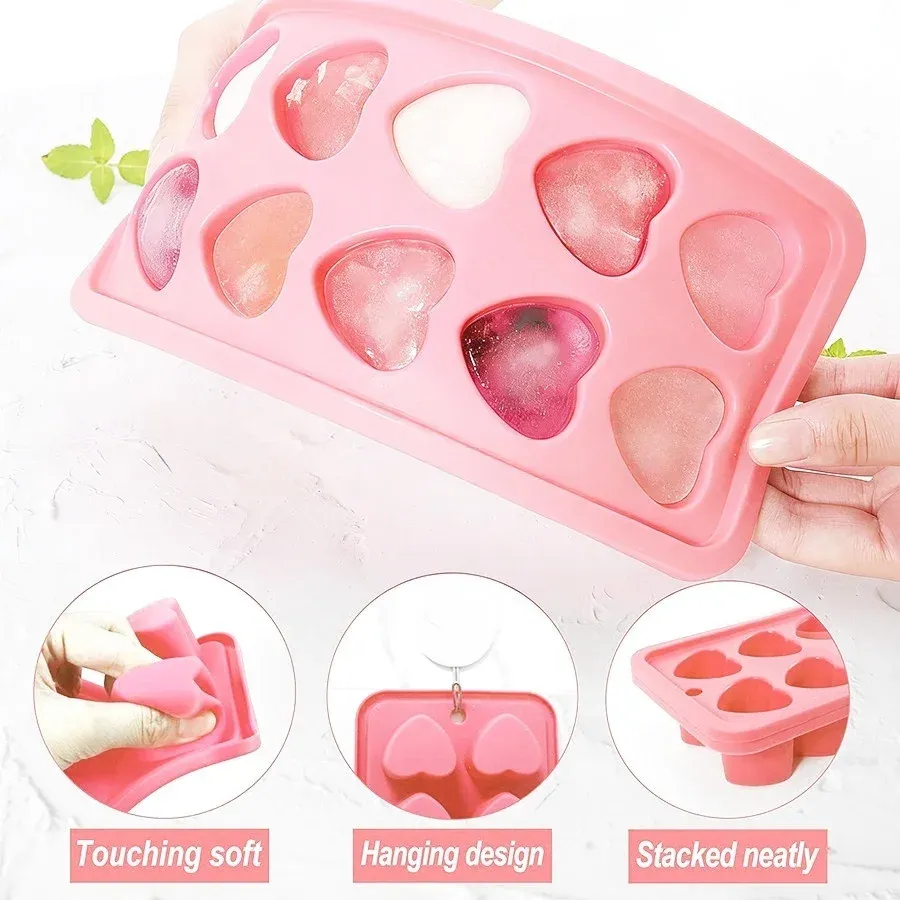 Moule à glaçons cœur en silicone, en situation