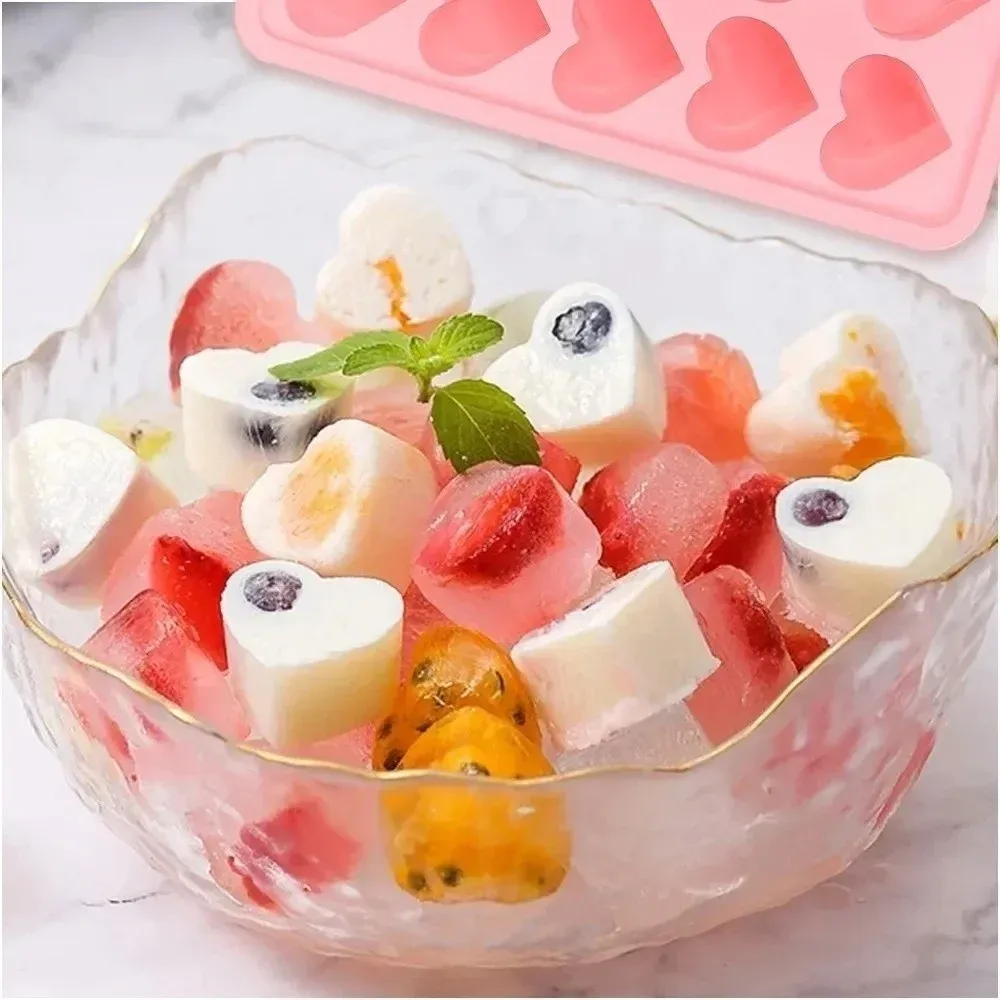 Moule à glaçons cœur en silicone, utilisation gourmande