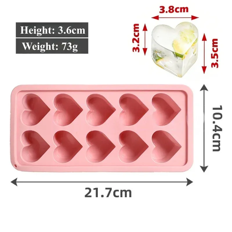 Bac à glaçons en silicone en forme de cœur, 10 cavités, idéal pour la Saint-Valentin 7